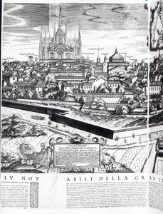 Et utsnitt av et kart over Milano, 1640